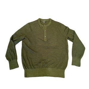 Olive Green sweater with thin black stripes
